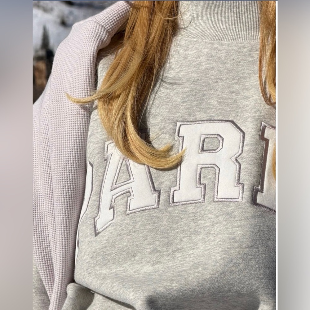 Parke Varsity Fleece Lined Mock Neck Sweatshirt Metallic/White - L/XL - Picture 5 of 13